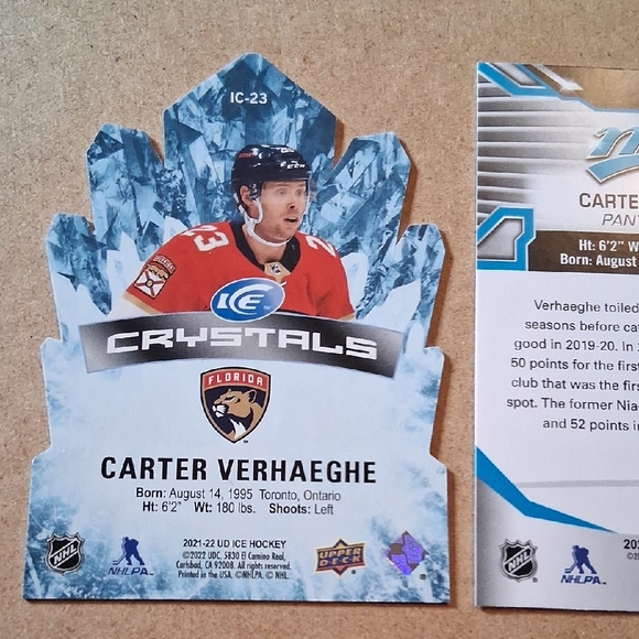 Upper Deck Carter Verhaeghe Panthers NHL Hockey Cards - Picture 8 of 12